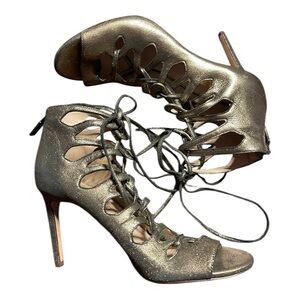 Louise et Cie | Kacy’s Metallic Lace-up Leather Stilettos